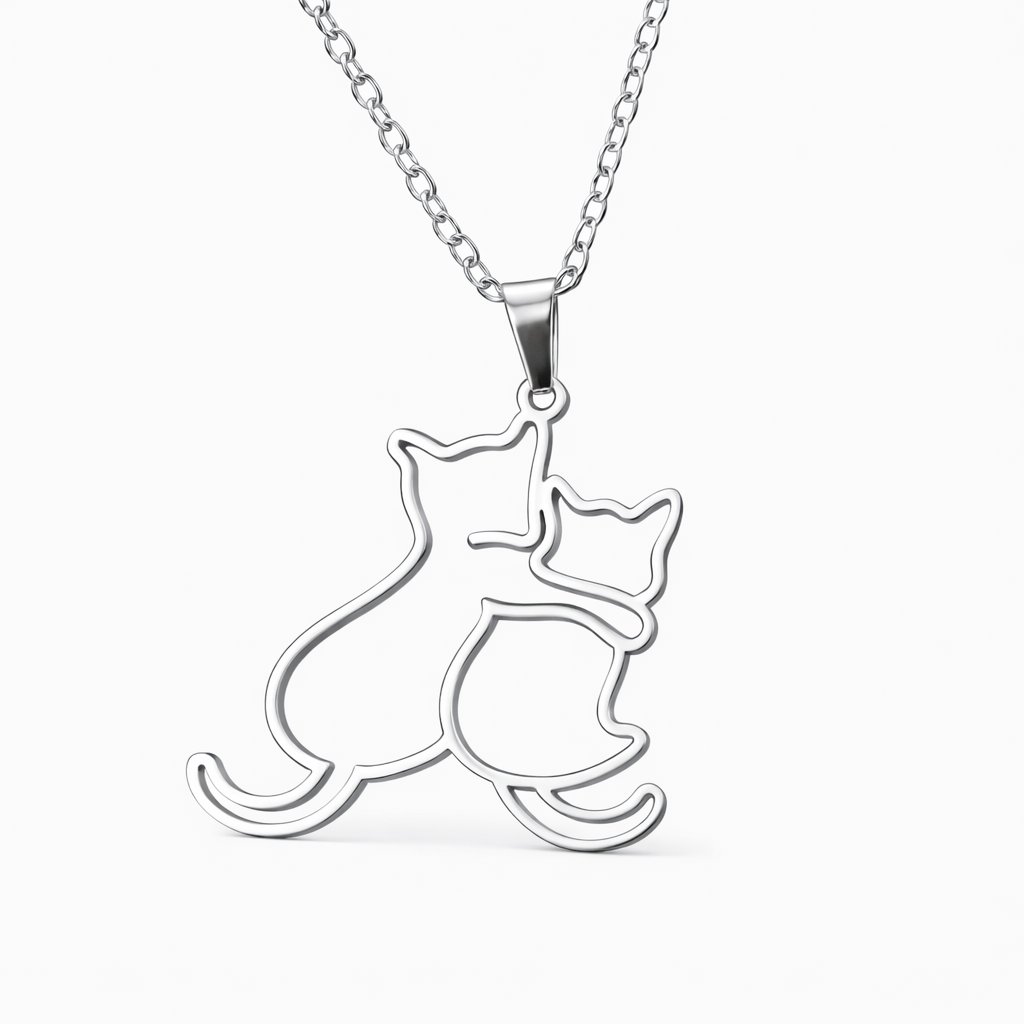 elegante kattenketting met dubbele kattenhanger