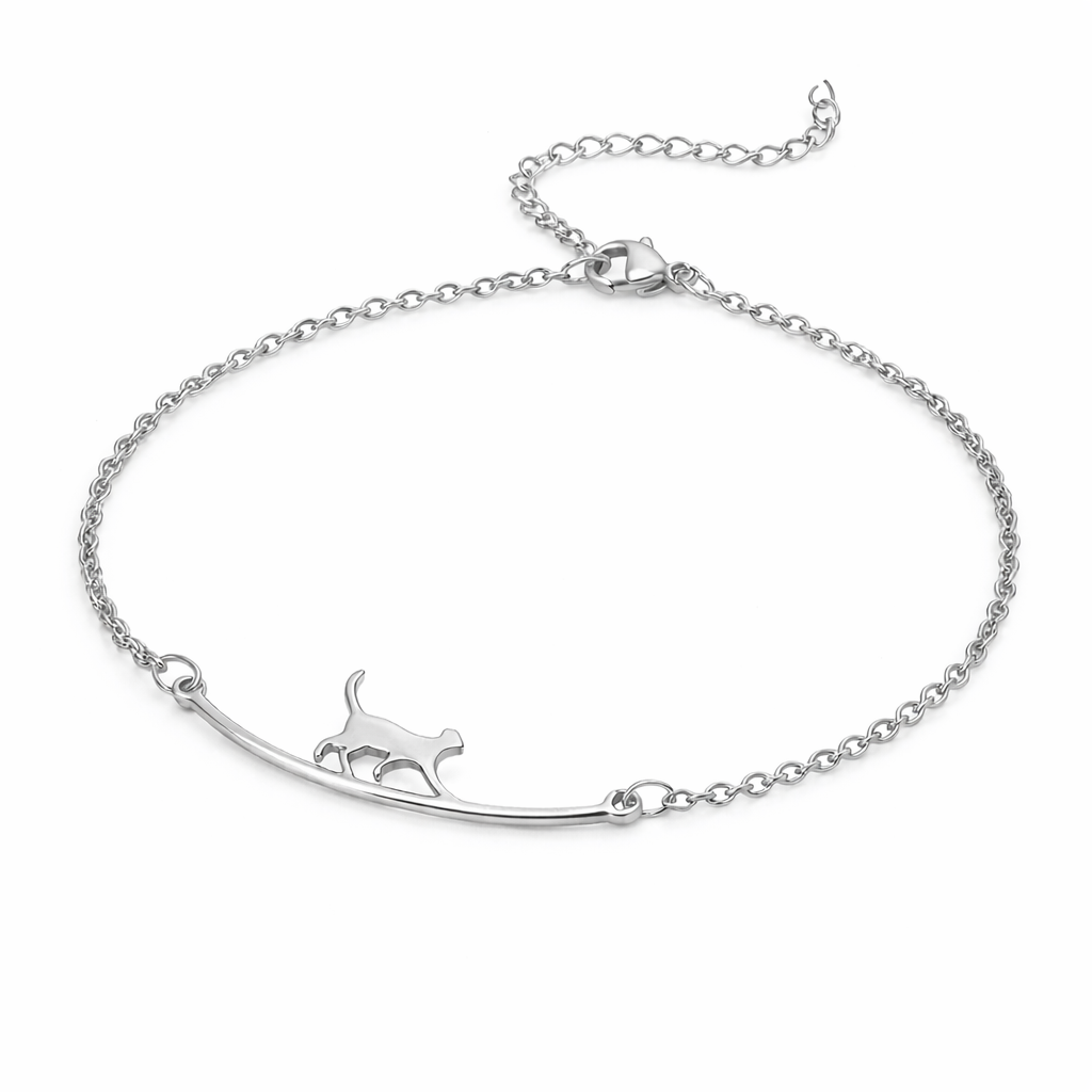 minimalistische kattenarmband van roestvrij staal