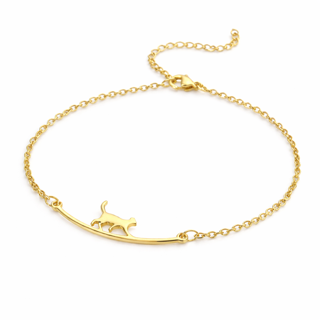 minimalistische kattenarmband van roestvrij staal