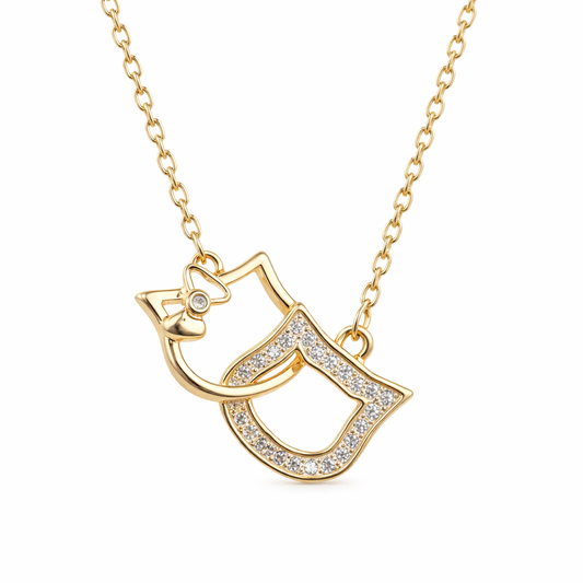 goudkleurige kattenketting met fonkelende steentjes