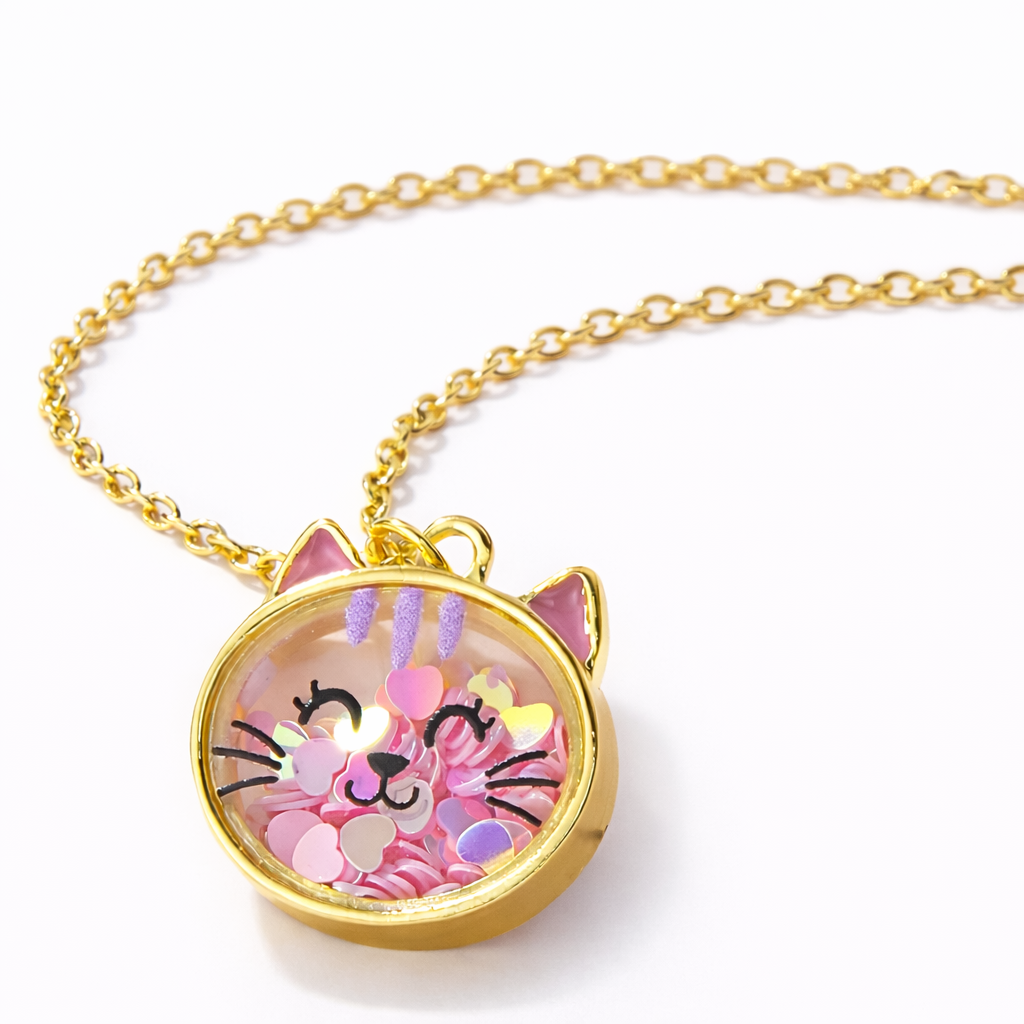 goudkleurige kattenketting met schudbare hartjes