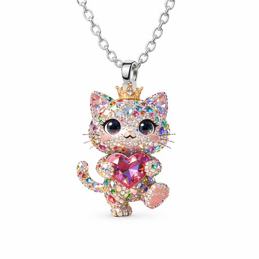 betoverende kattenketting met kroon en hart